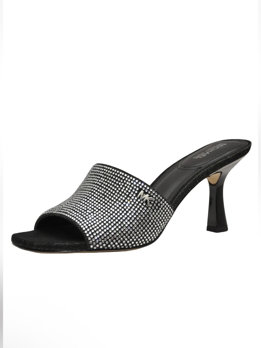 Michael Kors Cara Mule Slide Heel Washed Denim/Hot Fix Black 10 Nib $185